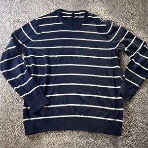 Banana Republic Men’s Large Navy & White Striped 100% Cotton Crewneck Sweater
